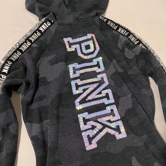 VS PINK Bling Zip Up Hoodie XS - Picture 3 of 4